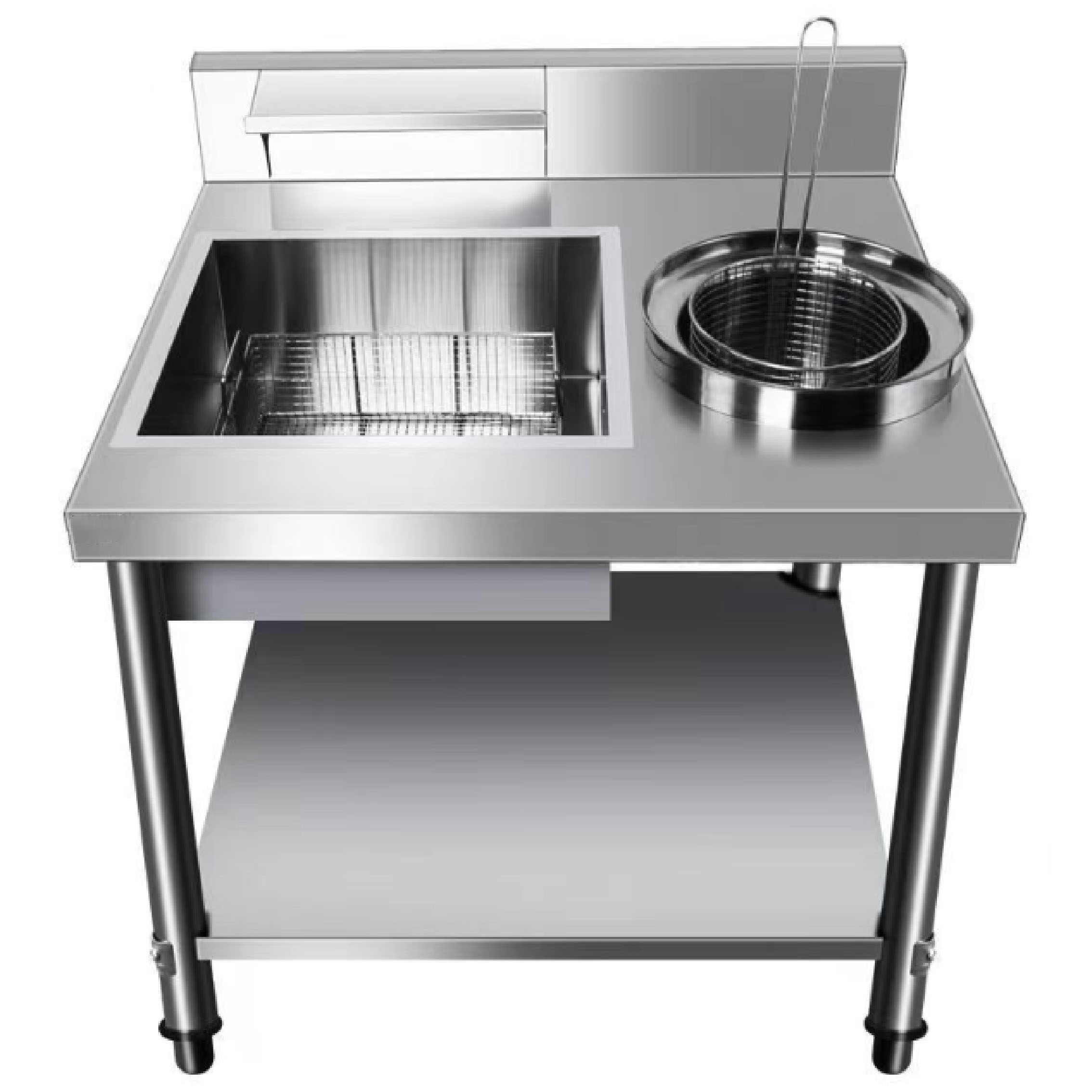 大容量炸鸡裹粉台不锈钢操作台裹粉机汉堡炸鸡店设备裹面专用白底实物图