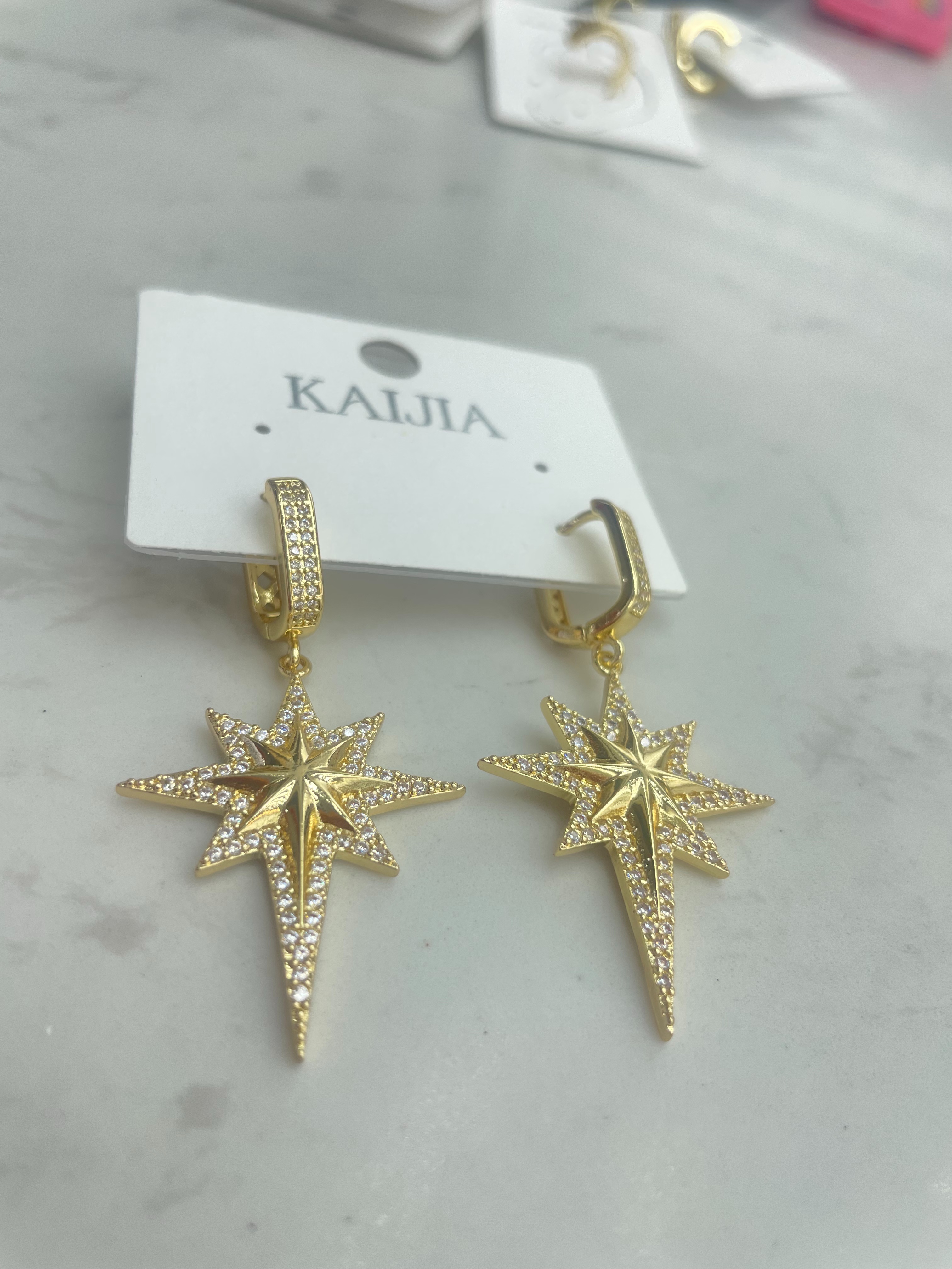 八芒星微镶锆石耳环耳扣轻奢小众设计