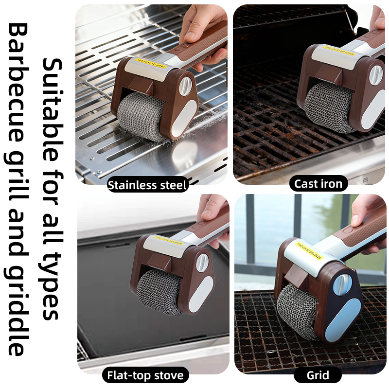 Barbecue cleaning brush, electric rechargeable brush, no-wash, brushless, rotating barbecue brush Specification image