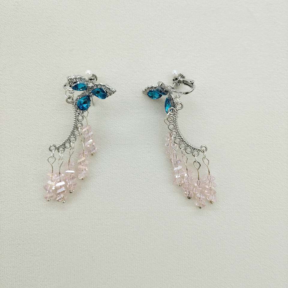 【 Pink and Purple Glazed Hanfu Hair Accessory Set 】 Butterfly flower pendant tassels, ethereal and radiant, perfect for ancient-style makeup and styling Application Scenario