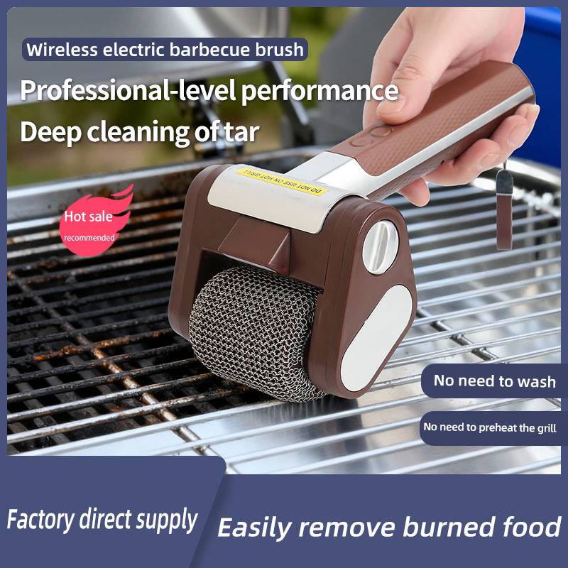 Barbecue cleaning brush, electric rechargeable brush, no-wash, brushless, rotating barbecue brush details Picture