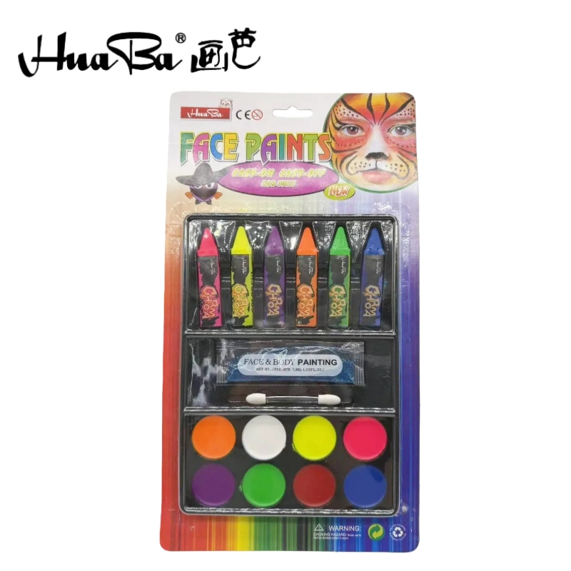Huaba Cross-border Children's Face Color Easy-to-Clean Party Makeup, Stage Makeup, npc Makeup, Must-have for Halloween and Children's Day (6+8)