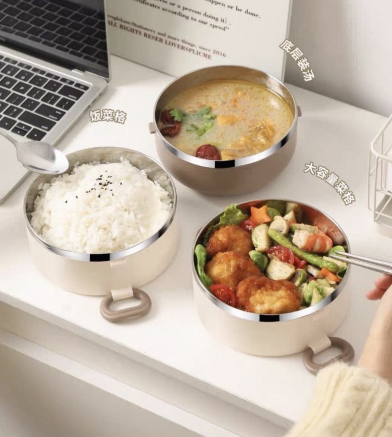304 stainless steel lunch box, microwave-heated lunch box, office workers' lunch box with lid, students' lunch bucket Specification image
