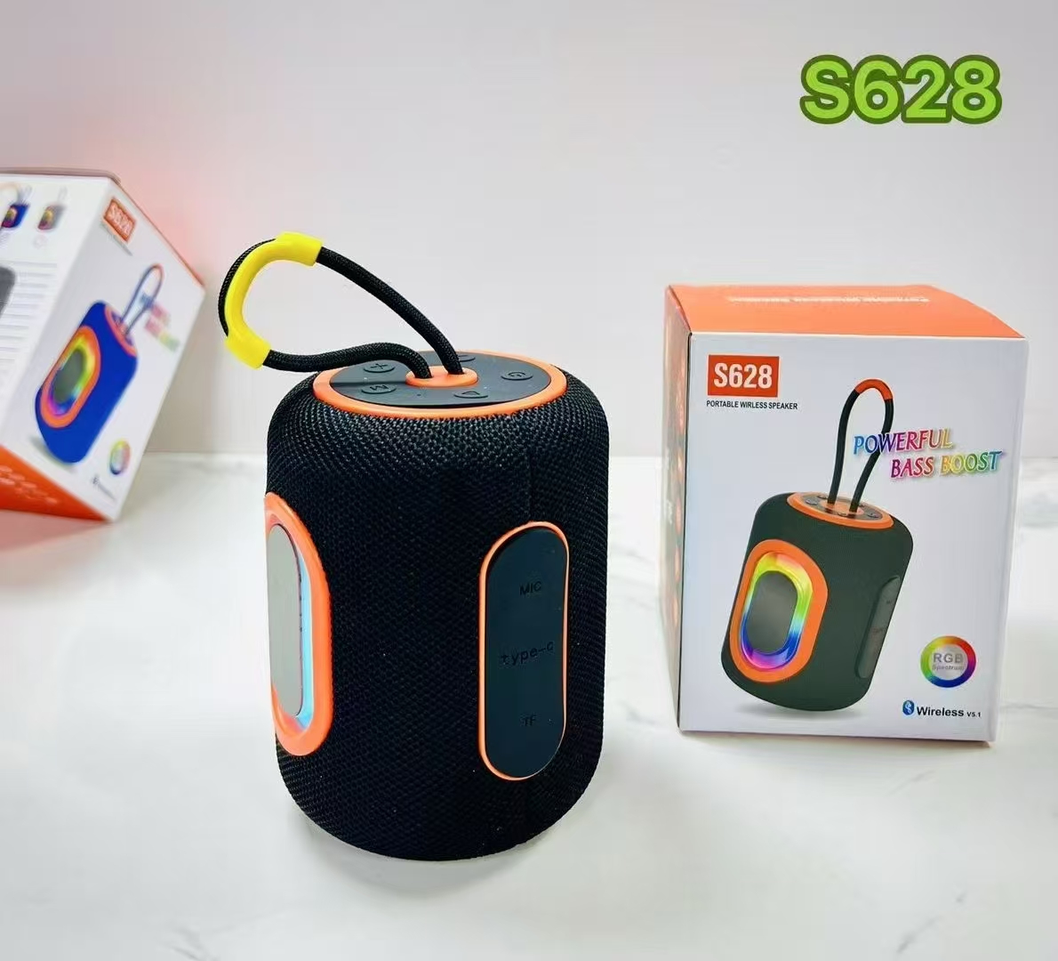 新款S628无线蓝牙音箱手提低音炮户外便携TWS炫彩振膜灯礼品音箱
