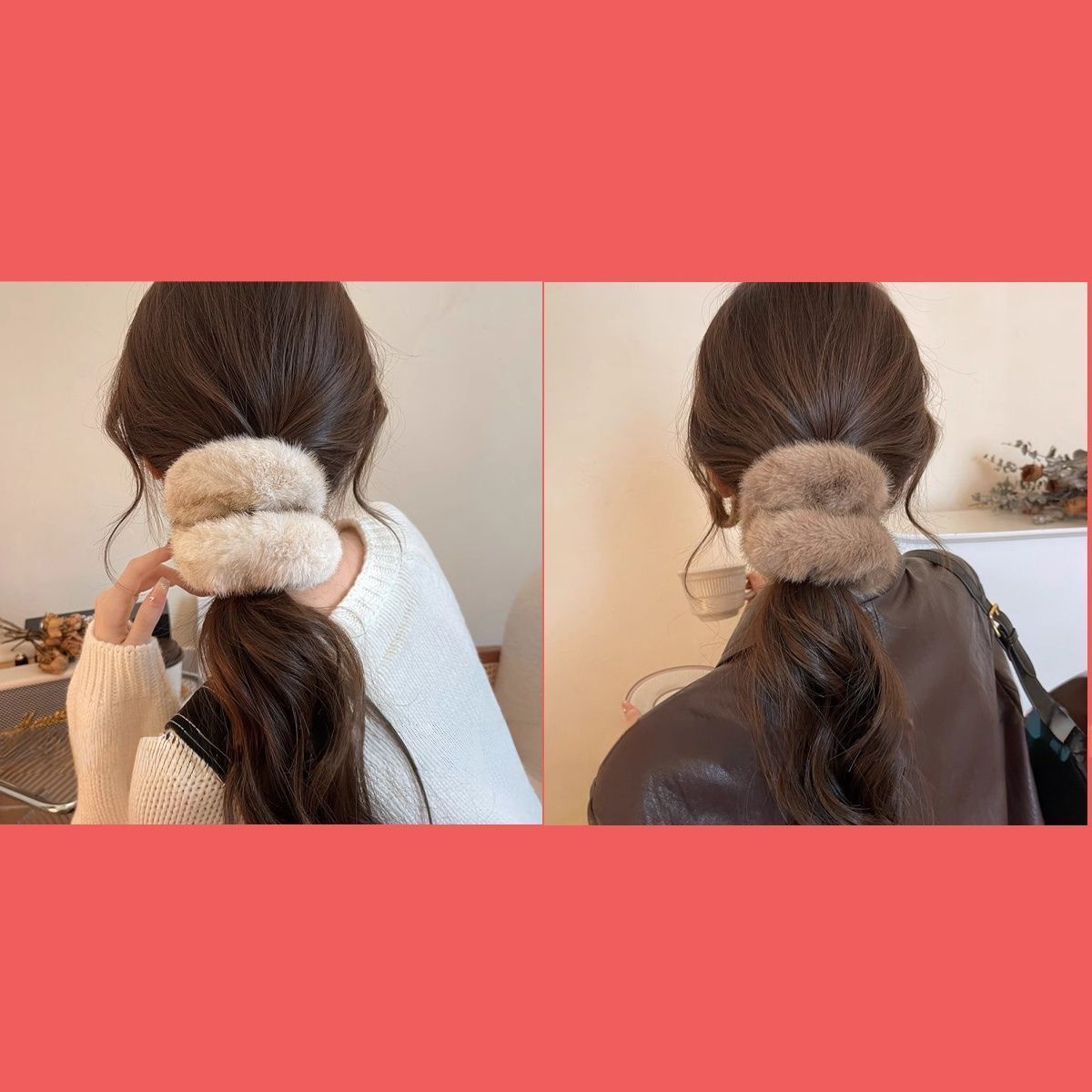 Imitation mink large intestine ring, Korean-style patchwork headwear, hair accessory, hair clip, versatile, simple and fashionable hair band, women's hair accessory detail image 20