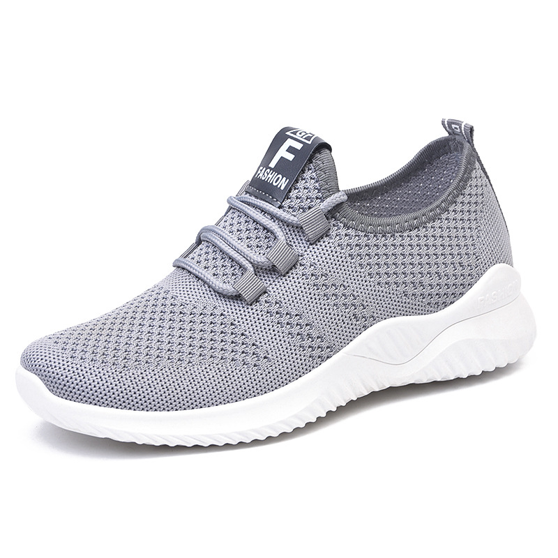 women's shoes cross-border large size temu women's shoes women's casual shoes breathable flying woven pumps all-match solid color sneakers women full figure