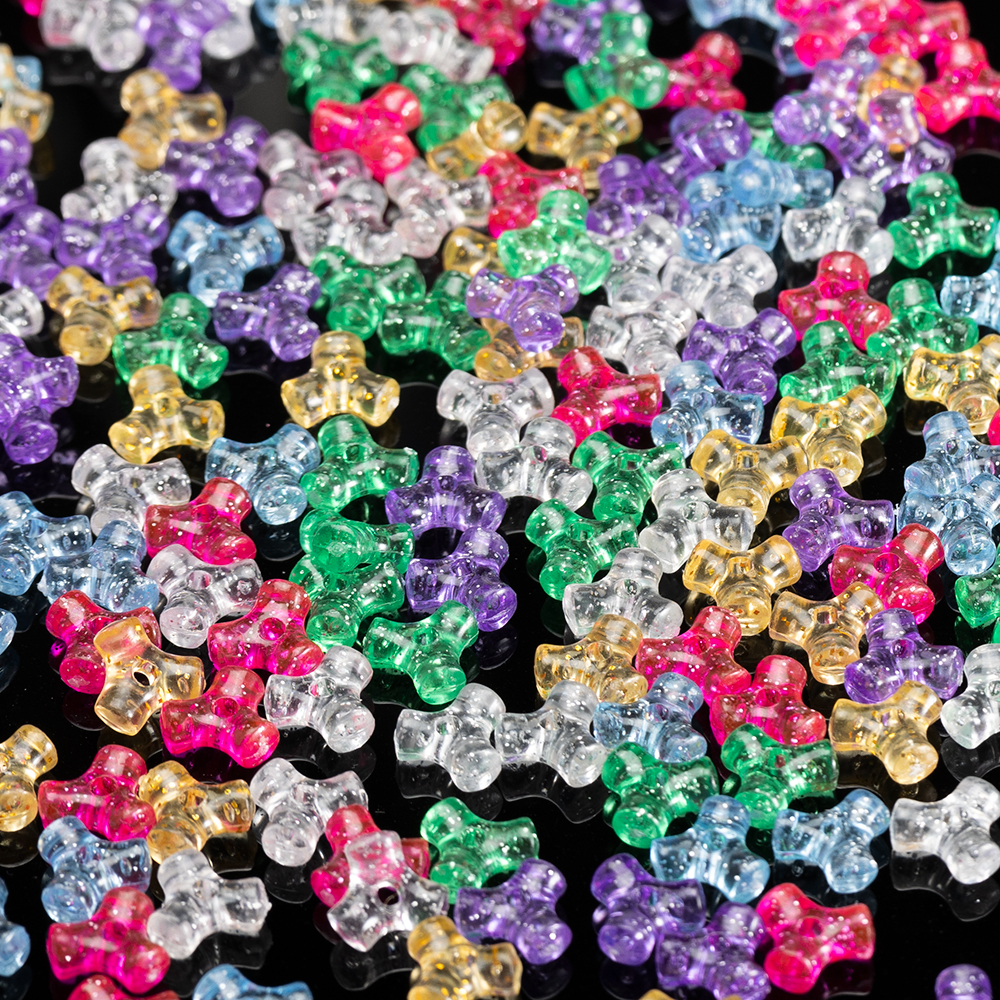 三角骨头珠透明混色亚克力珠子饰品配件散珠串珠