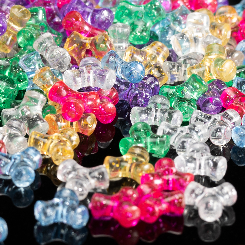 三角骨头珠透明混色亚克力珠子饰品配件散珠串珠详情3