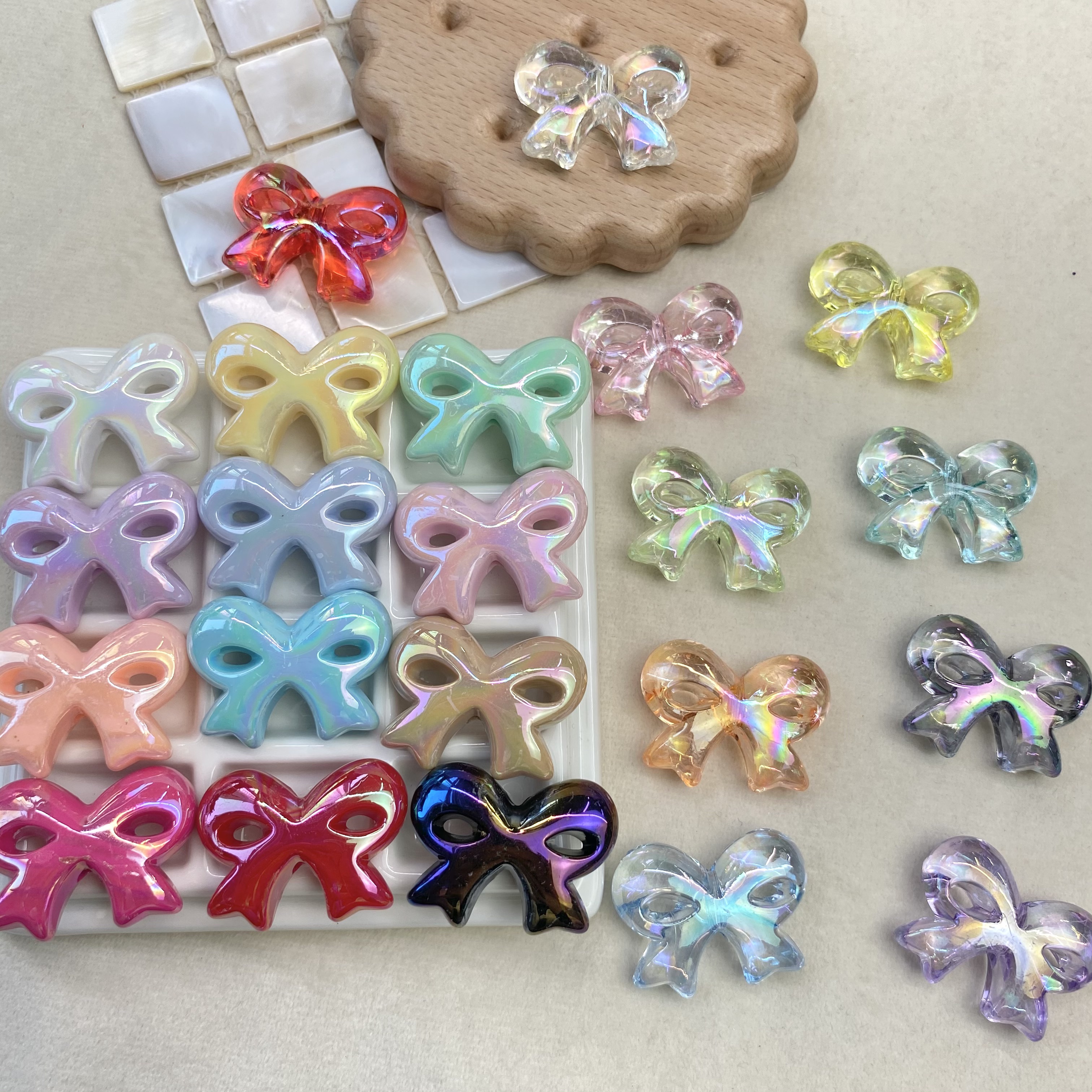 Acrylic solid color transparent ab color-coated diy/ mobile phone chain keychain, bag pendant, decorative accessory details Picture