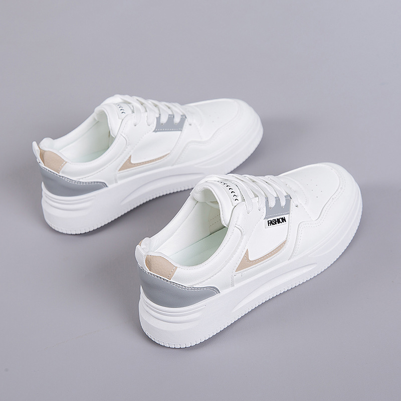 2025 hot spring and autumn light white shoes leather heighten soft bottom women's breathable platform sports casual shoes for women undefined