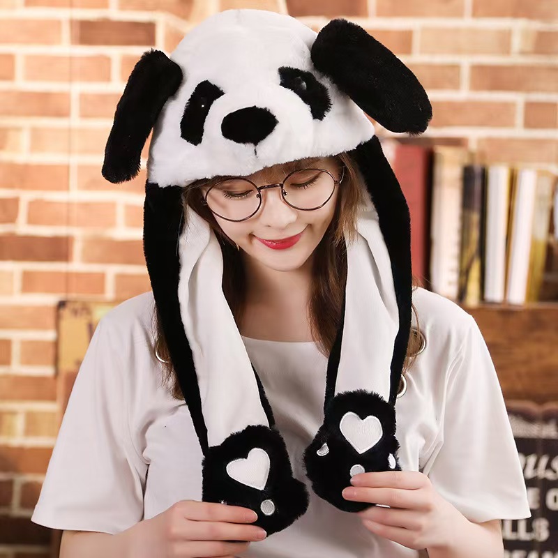 This is a best-selling plush toy doll, cartoon animal, rabbit hat, and the same style as the popular Douyin hat. It can move by pinching the ears