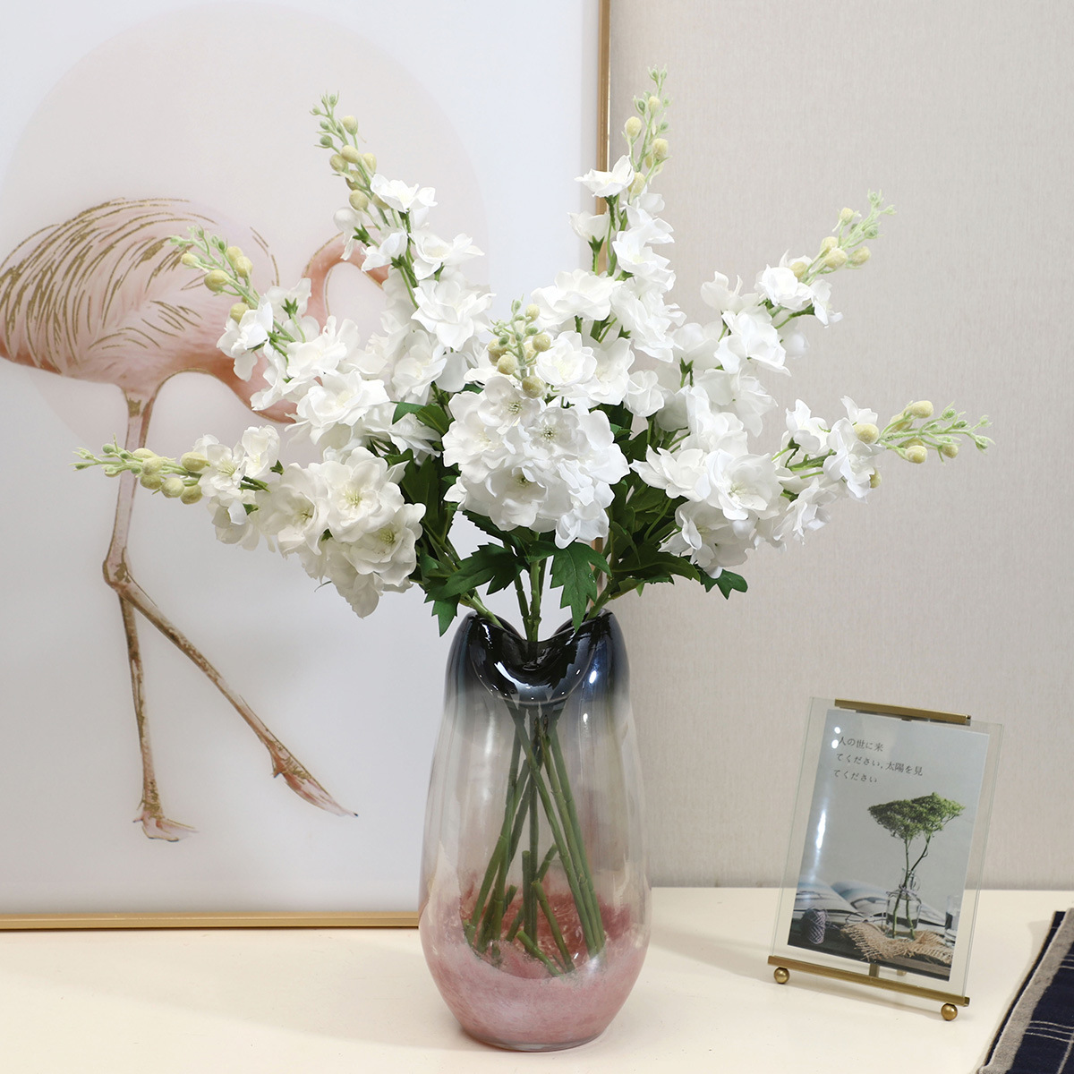 航宾高端手感保湿飞燕草仿真花束家居客厅落地装饰摆件假花批发细节图