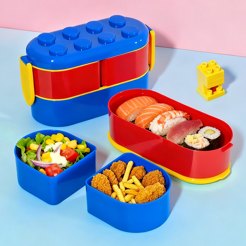 H226-616 Creative Building block Lunch Box, Light Food Bento Box, Microwave oven, children, office workers, fruit compartment heating, learning Specification image