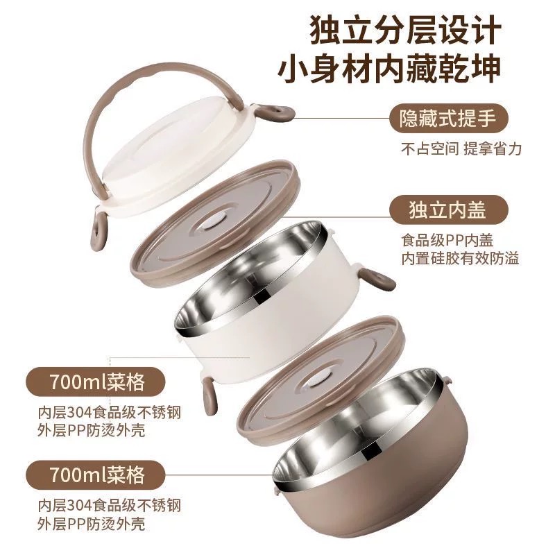 304 stainless steel lunch box, microwave-heated lunch box, office workers' lunch box with lid, students' lunch bucket Item Picture
