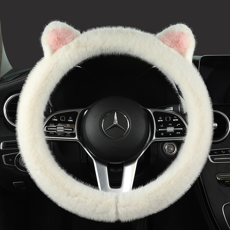 The 2025 new model of car steering wheel cover features a winter plush, cute cartoon, warm plush and anti-wear design, making it suitable for all winter car steering wheels Specification image