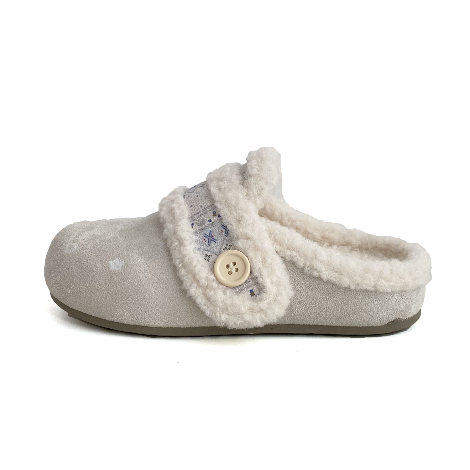 xingx printing plus velvet insulated cotton-padded shoes 2025 winter boken pedal buckle half support fluffy shoes female n2288m undefined