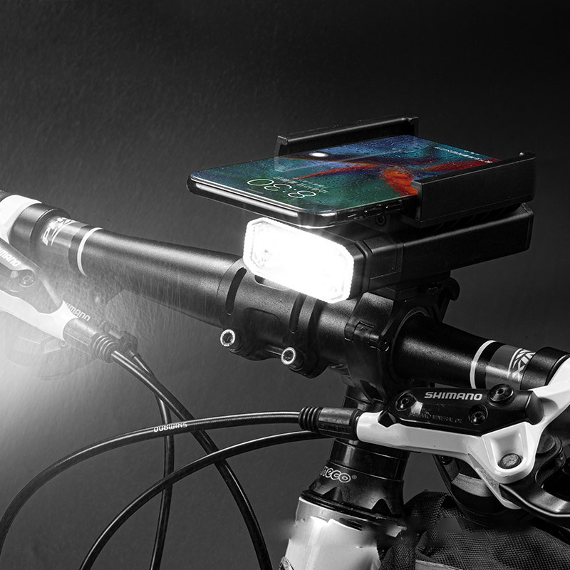 The T6 cycling lamp is a rechargeable outdoor multi-functional device with a phone stand, power bank, bicycle headlight and flashlight details Picture