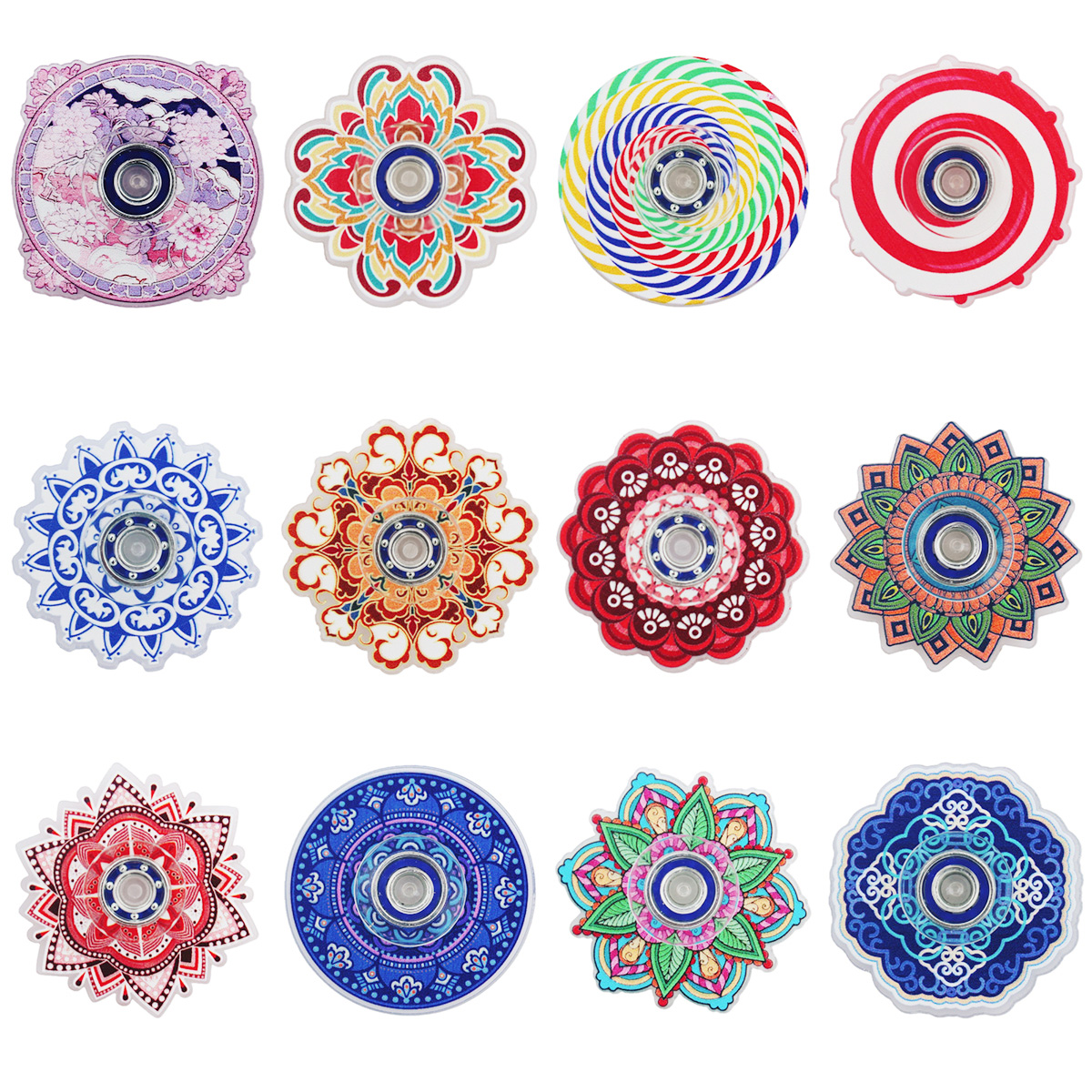 智慧郎玩具跨境创意曼陀罗涂鸦复古风指尖陀螺彩色小陀螺玩具小礼物批发