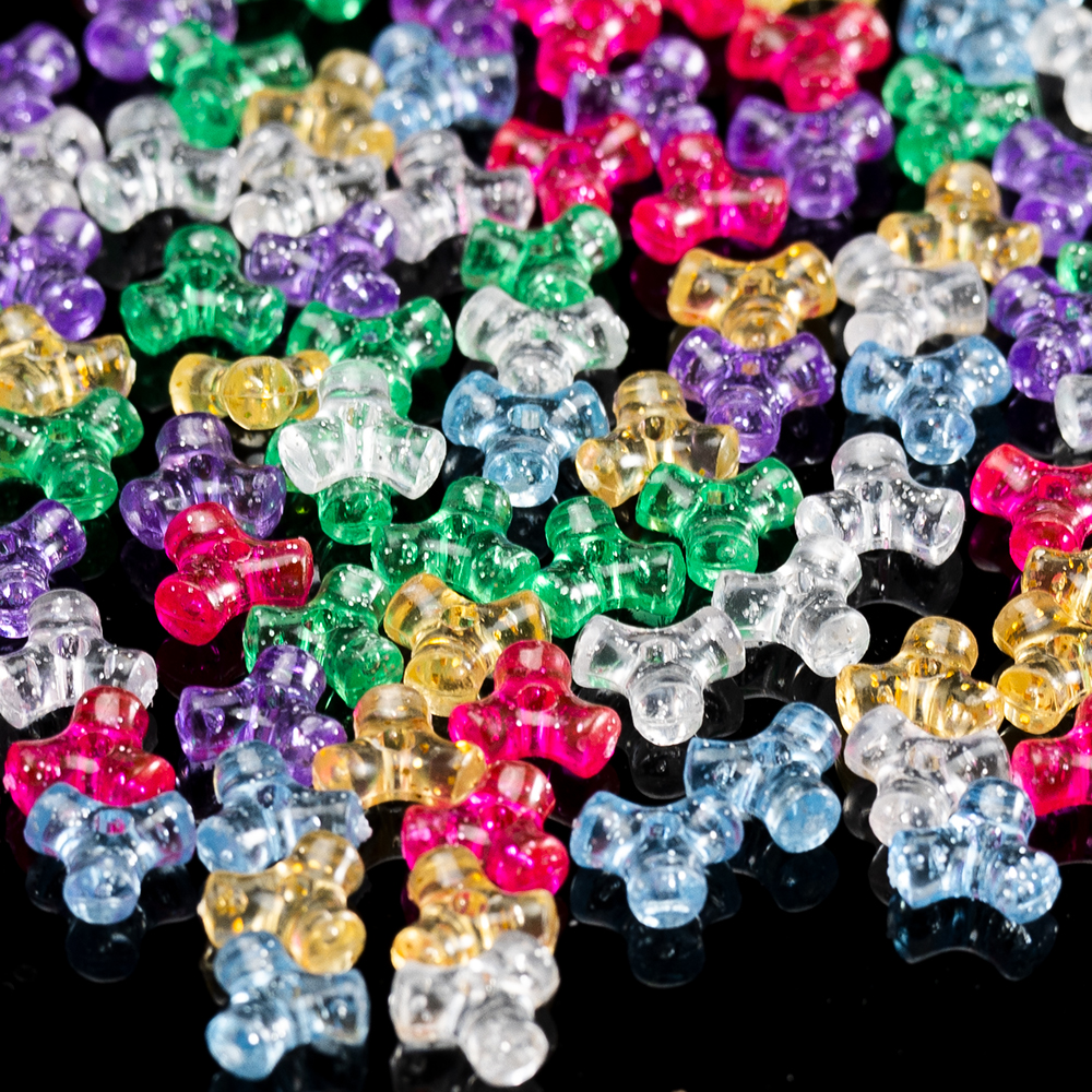 三角骨头珠透明混色亚克力珠子饰品配件散珠串珠详情4