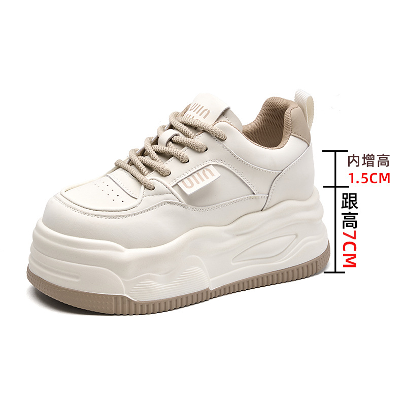 women's casual pumps 7cm thick sole height increasing white shoes women's shoes all-match small sports casual borad shoes undefined