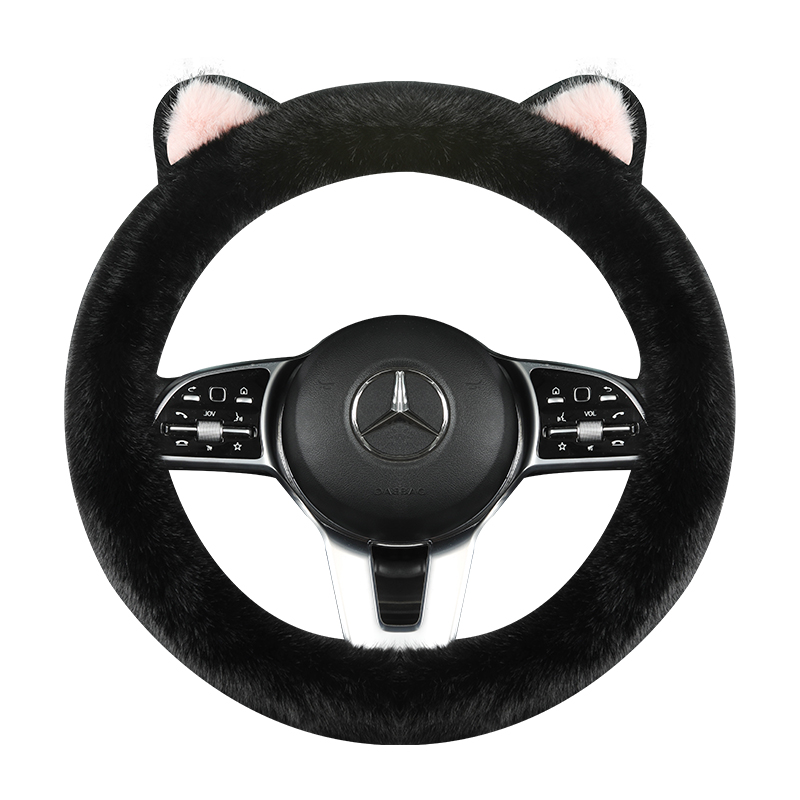 The 2025 new model of car steering wheel cover features a winter plush, cute cartoon, warm plush and anti-wear design, making it suitable for all winter car steering wheels Item Picture