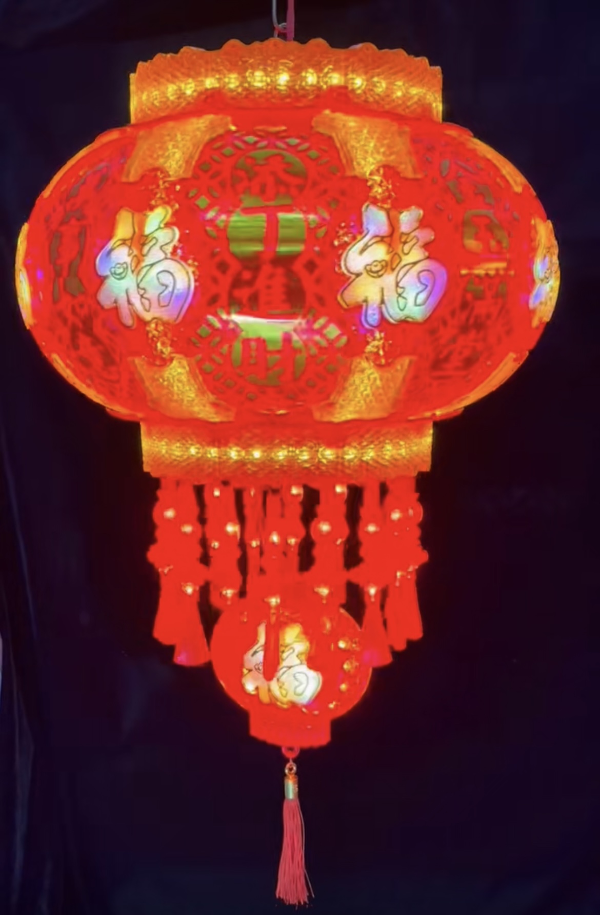 金色铜钱福中国风大门红新年乔迁七彩春节走马灯笼 led