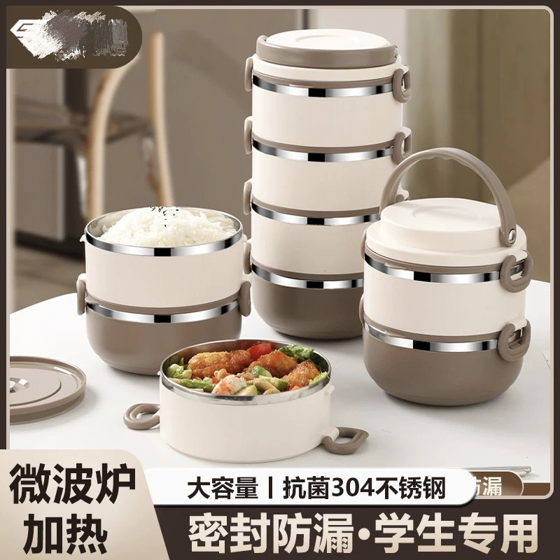 304 stainless steel lunch box, microwave-heated lunch box, office workers' lunch box with lid, students' lunch bucket details Picture