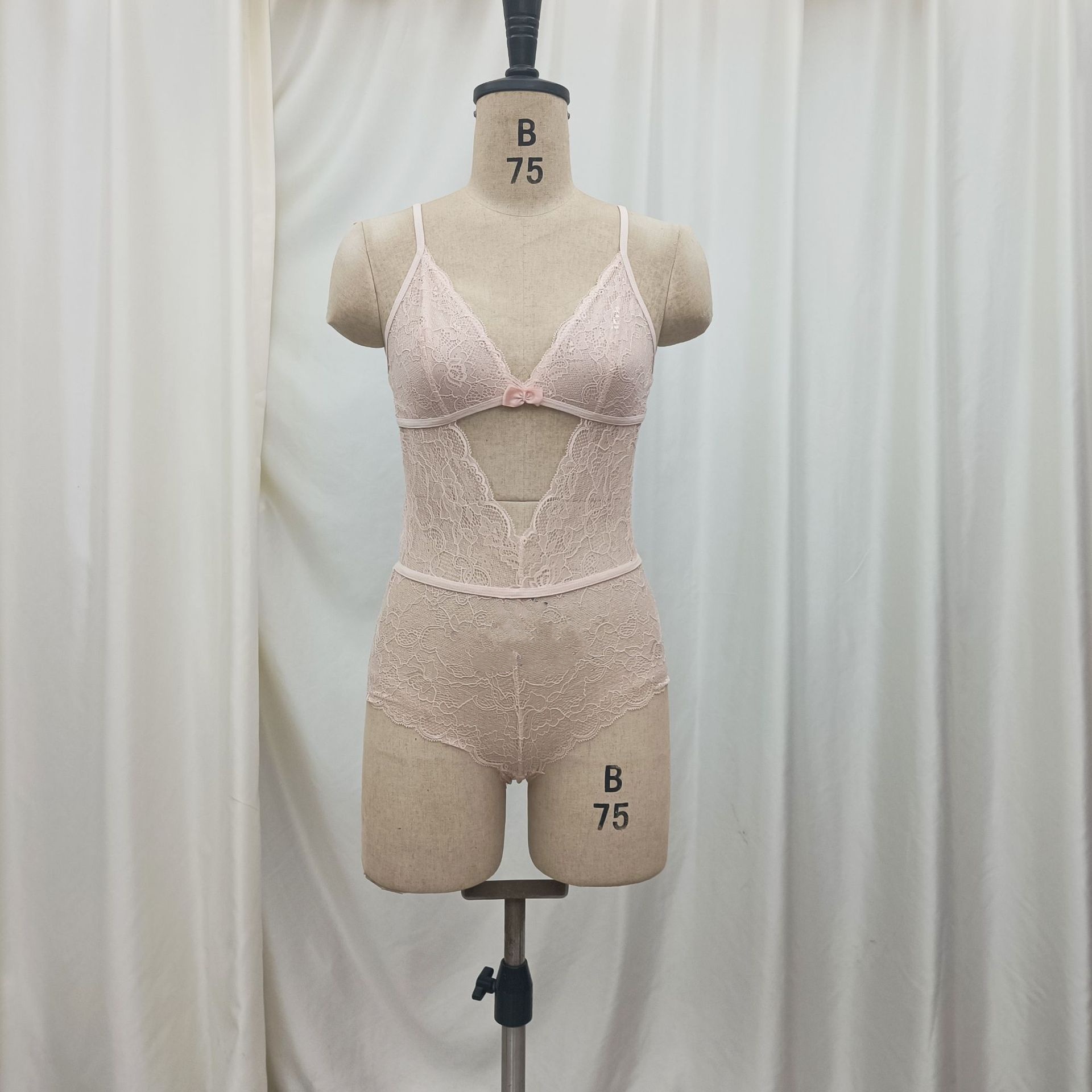 Sexy halter jumpsuit, semi-transparent lace button-down backless lace underwear, lace slimming summer halter inner dress pic 11