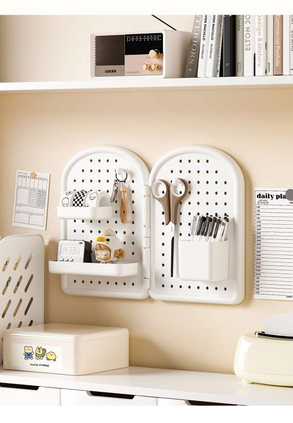 J192-JLG2505001 Multi-functional desktop corner stationery storage rack Office pegboard storage box detail image 9