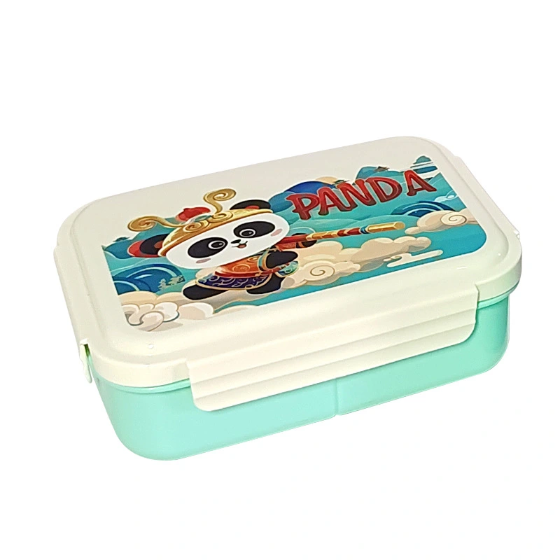 H226-555 National Trend cartoon student compartments lunch box, office worker microwave oven heated lunch box with tableware detail image 7