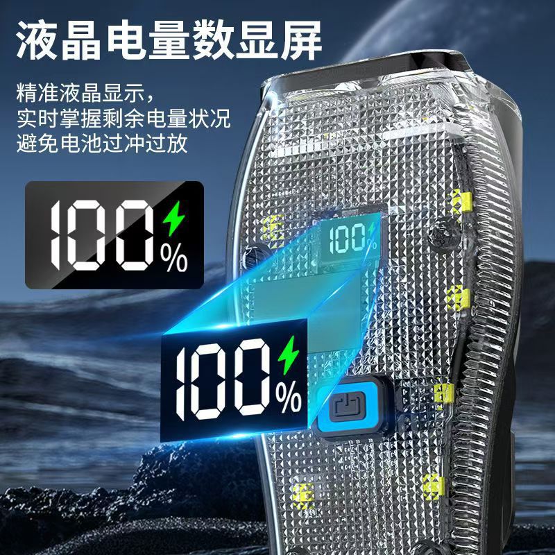 4led bicycle horn headlight, cool transparent shell with digital display type-c charging night cycling horn light details Picture