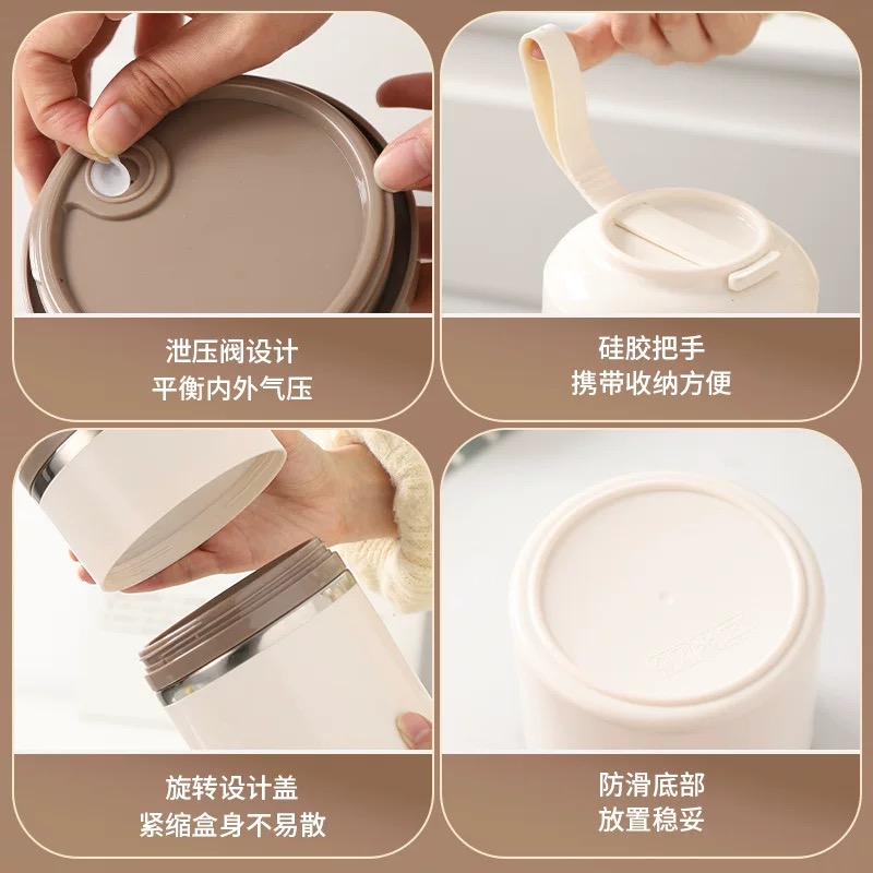 Export quality cross-border stainless steel insulated bucket with rice box, round sealed Japanese bento box, large capacity Application Scenario