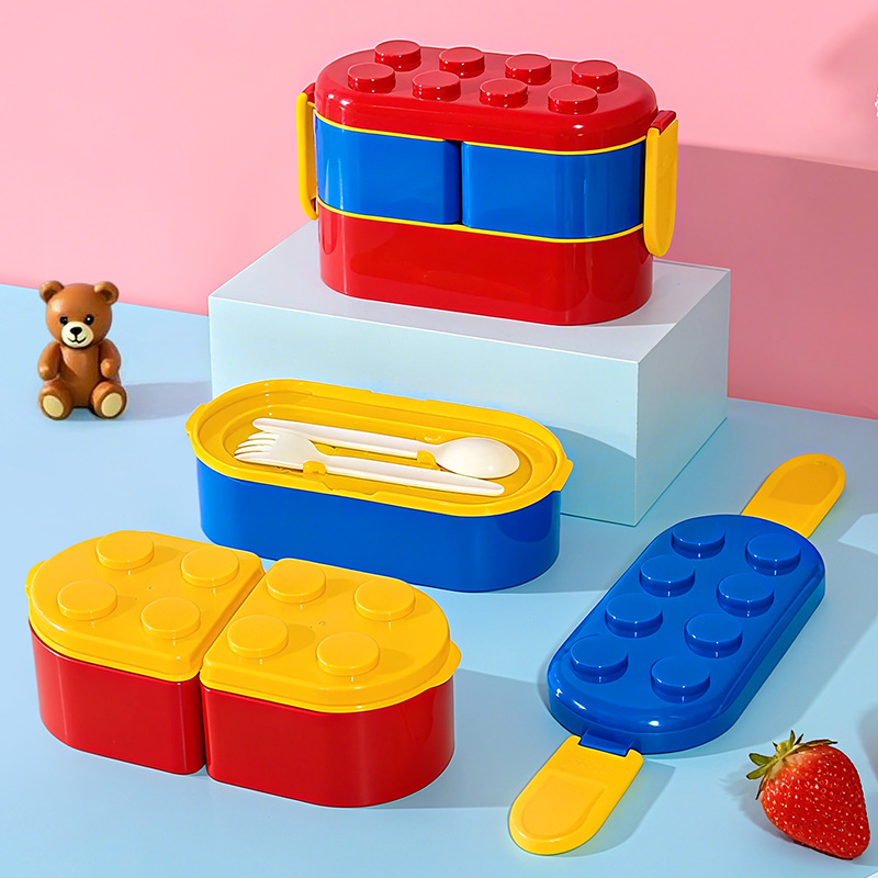 H226-616 Creative Building block Lunch Box, Light Food Bento Box, Microwave oven, children, office workers, fruit compartment heating, learning details Picture