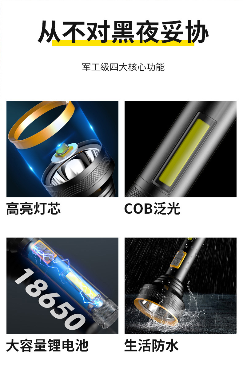 The X123-1 rechargeable aluminum alloy flashlight is a powerful flashlight for both home and outdoor use pic 2