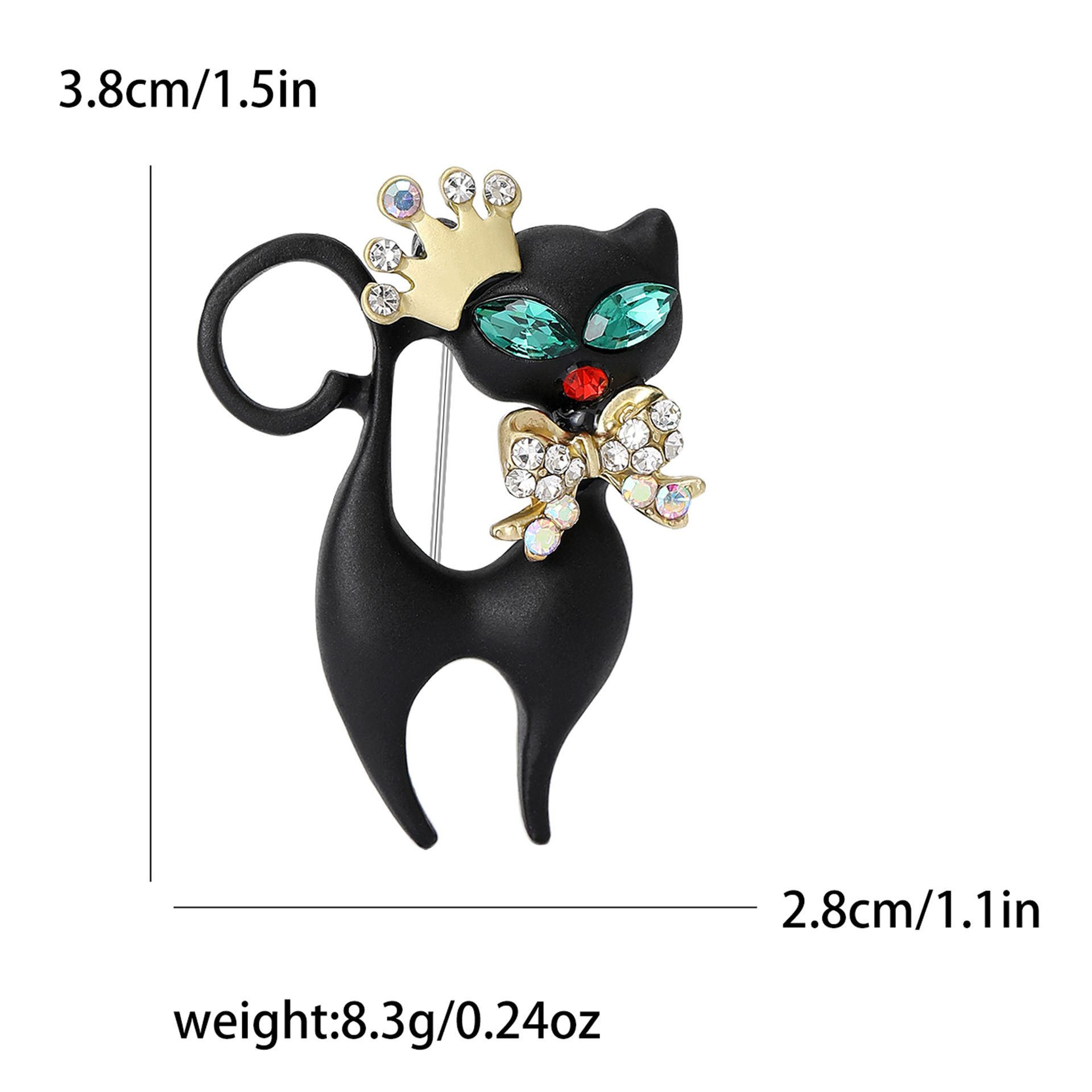 Factory direct sales of enamel oil drip and diamond inlaid black cat creative design brooches and corsages for women's clothing accessories in stock details Picture