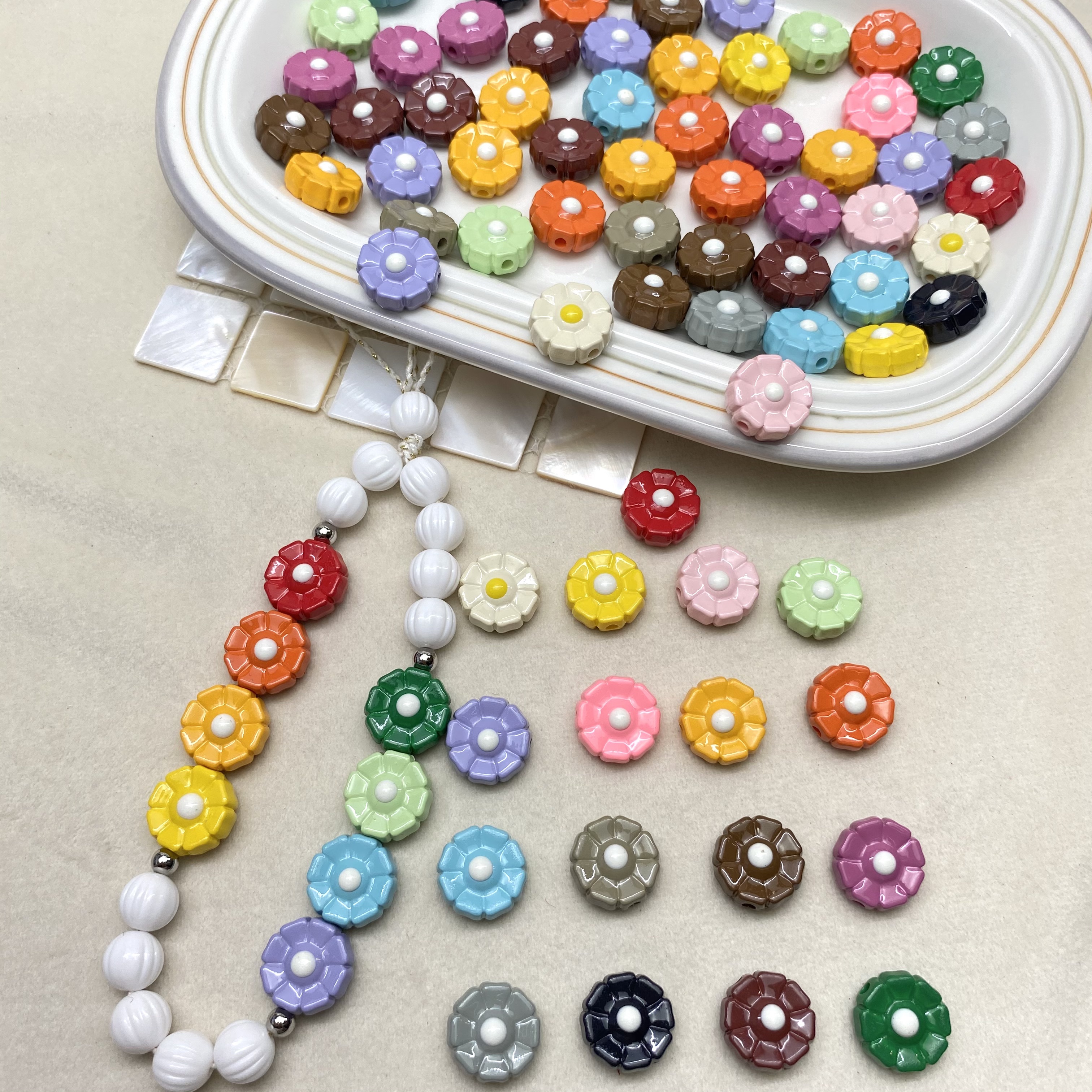 亚克力烤漆小雏菊diy/手机链钥匙扣手工串珠包包挂件饰品配件材料散珠批发