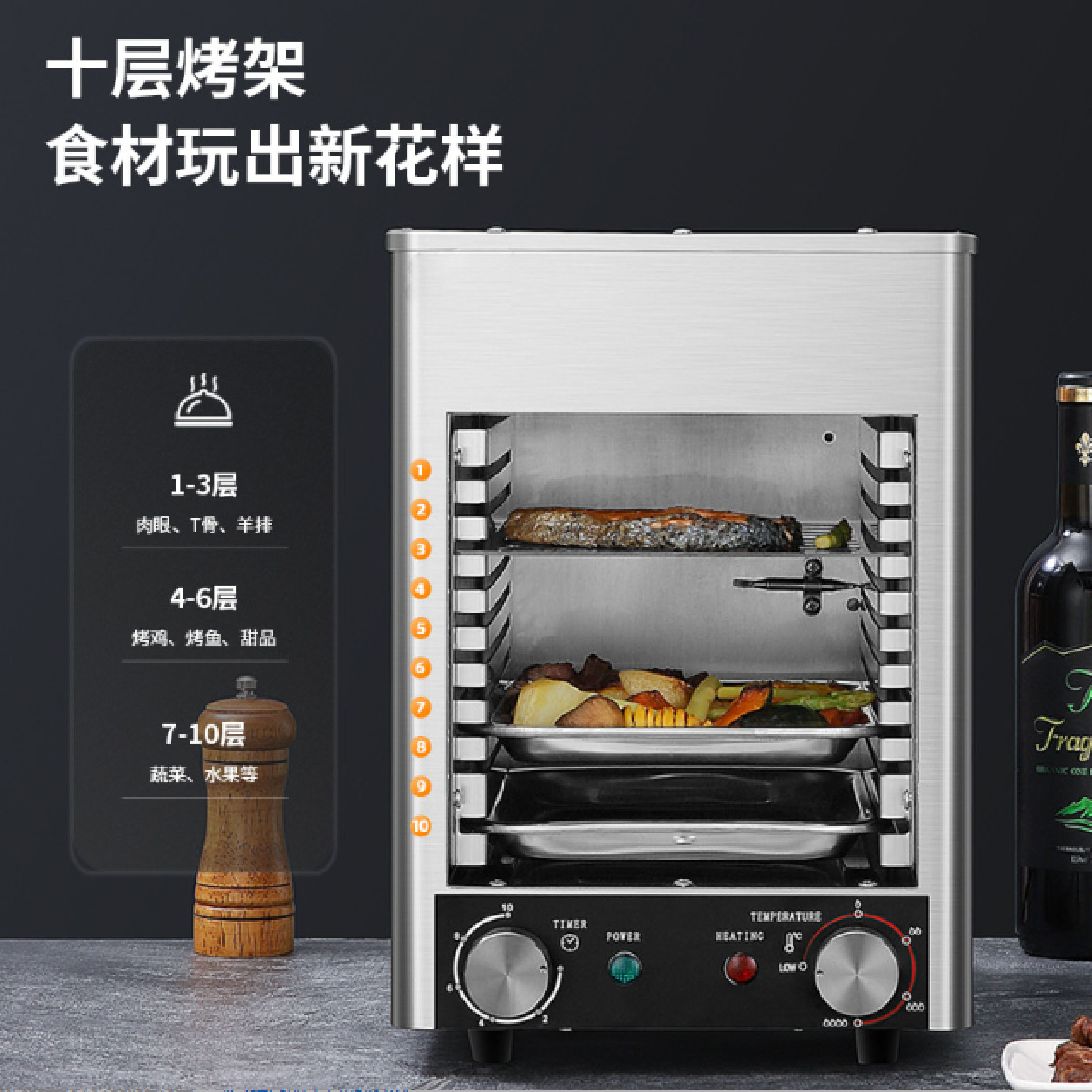 Commercial fully automatic high-temperature steak grilling machine, smokeless electric oven, gas-fired steak grilling equipment machine details Picture