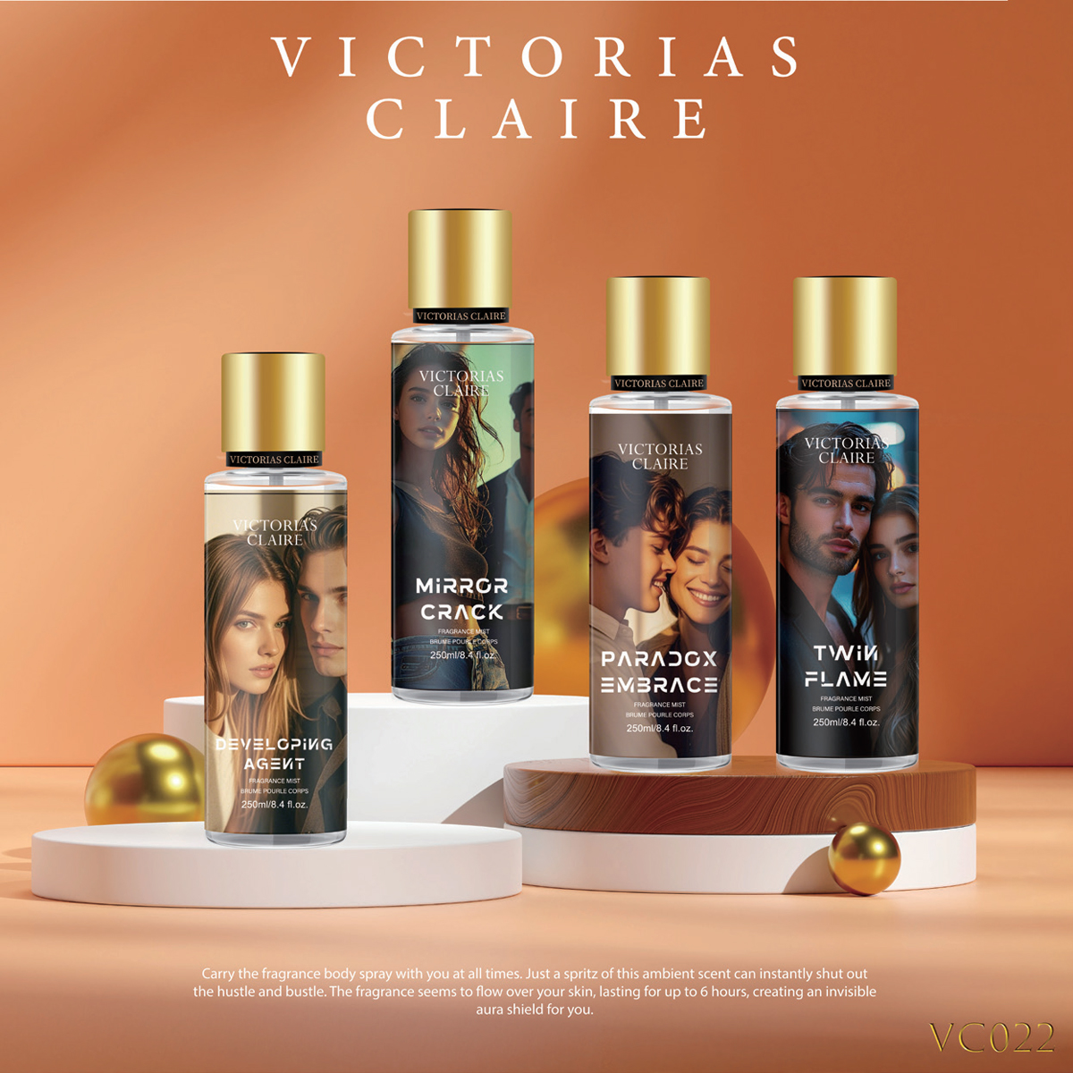 外贸热销香体喷雾 多款式高颜值图案（文字 / 甜品 / 果味）250ml 持久淡香