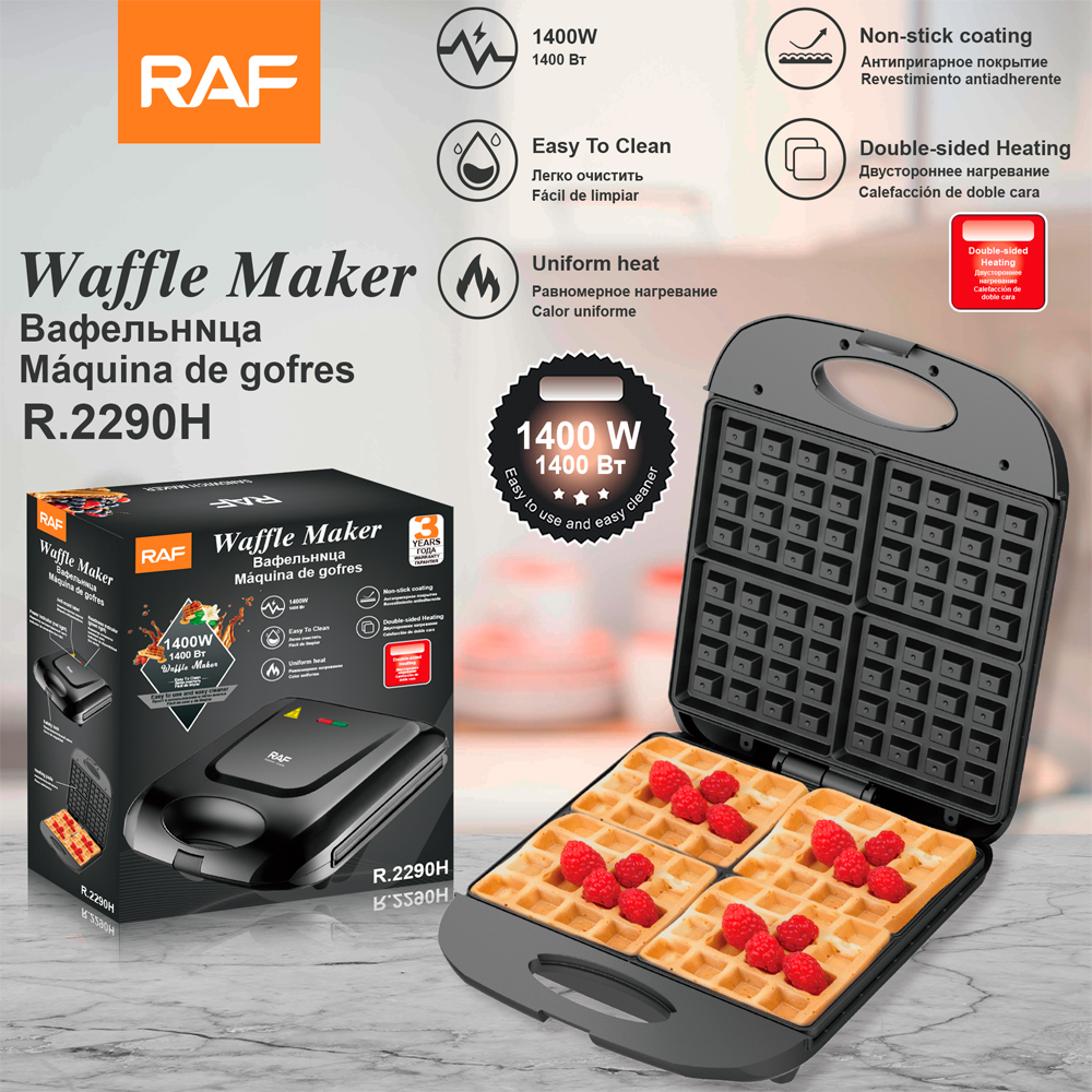 RAF European and American standard household heating sandwich maker, steak maker, breakfast maker and multi-functional waffle maker R2290H
