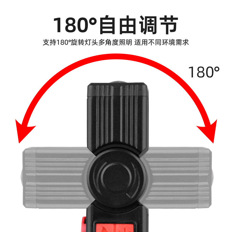 新款便携多功能强光手电筒充电应急磁吸折叠工作灯带点烟器照明灯详情5
