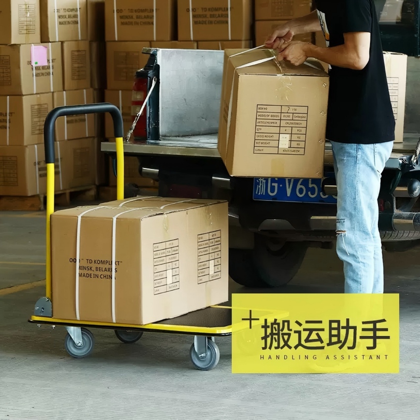 Small Silent Logistics Trolley, Flatbed Truck, Warehouse Logistics Small Trolley, Swivel Wheel Flatbed Truck, Small Trolley Application Scenario
