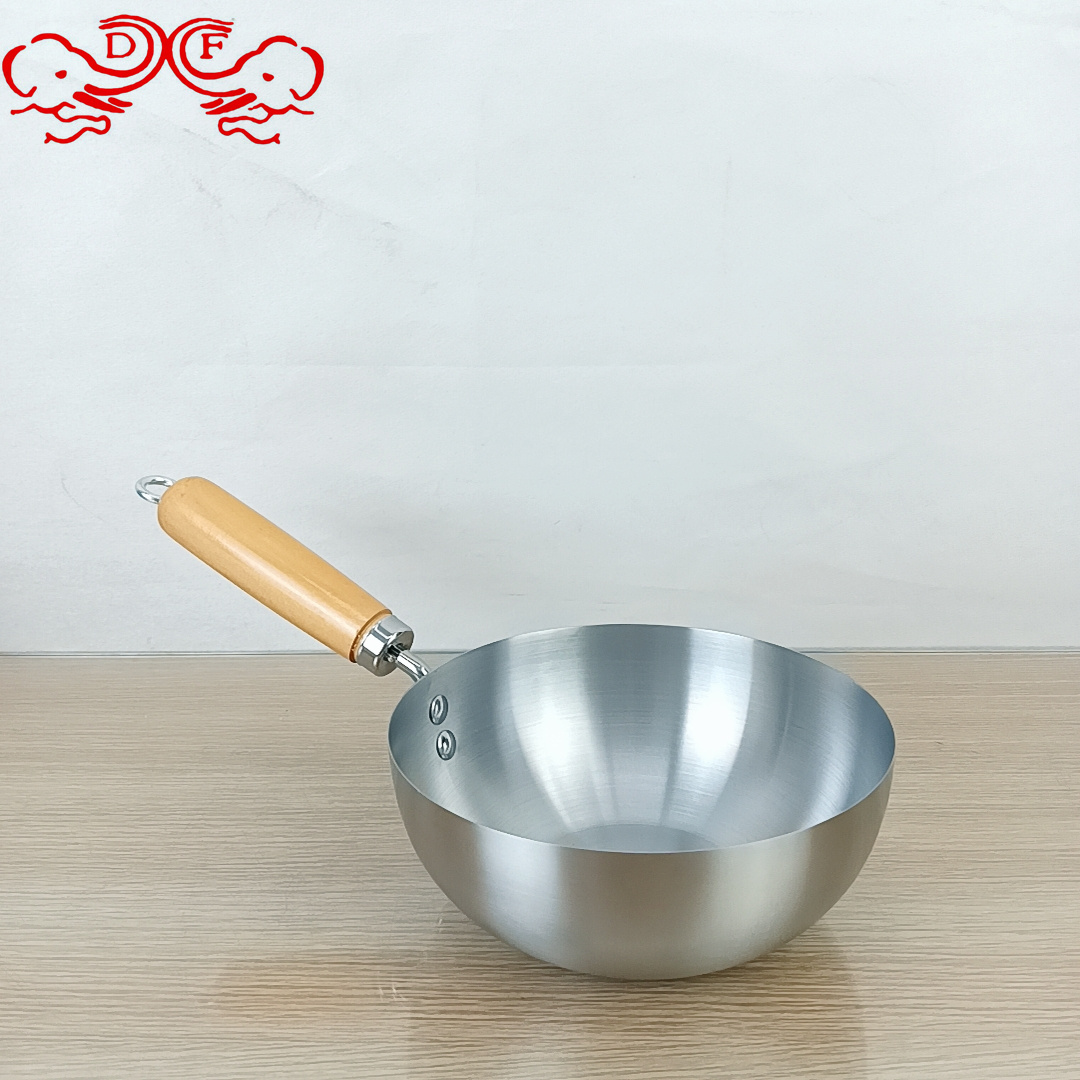 DF68244 wooden-handled small wok, thickened stainless steel, food-grade dry pot cookware, alcohol stove, small hot pot, induction cooker, non-stick pan, DF TRADINGHOUSE Specification image