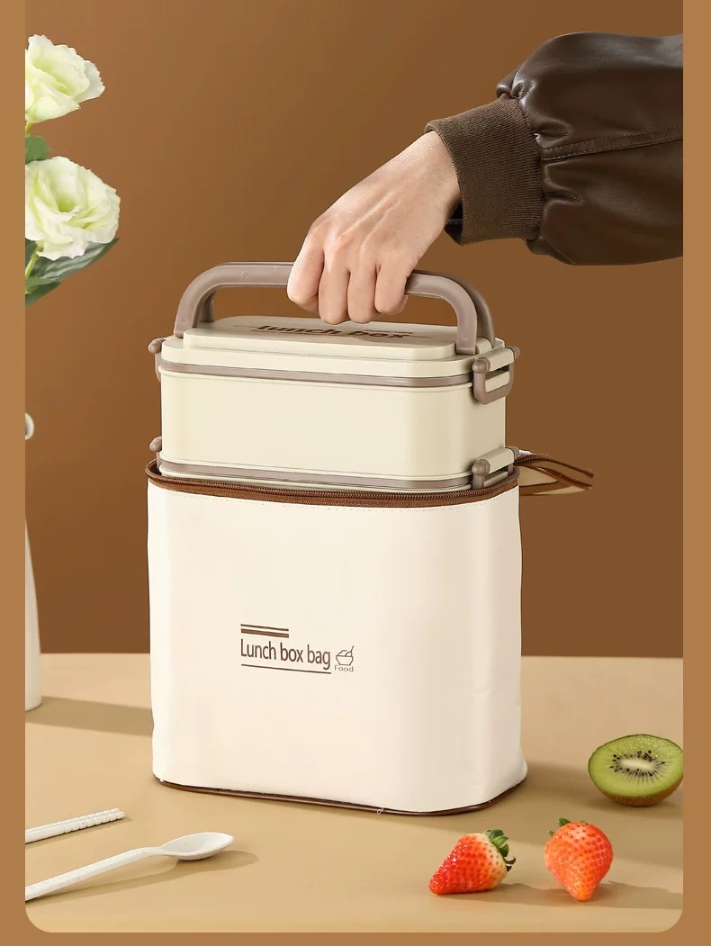Stainless steel extra-long and large-capacity insulated lunch boxes can be heated in a microwave oven. Office lunch boxes and student lunch boxes Application Scenario