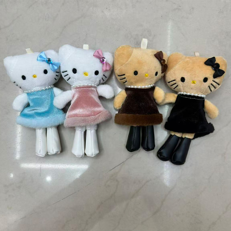 Pata larga piel KT gato mascota animal peluche muñeca de recuerdo colgante de perimetro de dibujos animados colgante de peluche llavero muppet colgante adorable decoración clip de regalo máquina de muñeca fábrica venta directa details Picture