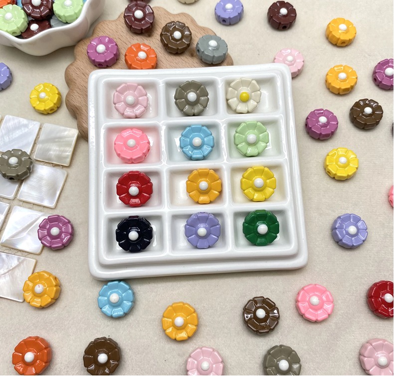 亚克力烤漆小雏菊diy/手机链钥匙扣手工串珠包包挂件饰品配件材料散珠批发详情1