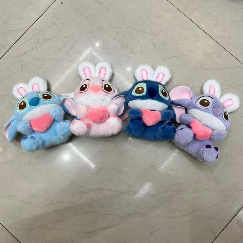 Rabbit Stitch, heart-shaped mascot, animal plush toys, souvenirs, dolls, cartoon accessories, pendants, plush figurines, keychains, cloth dolls, cute decorations, gifts, claw machine factory direct sales details Picture