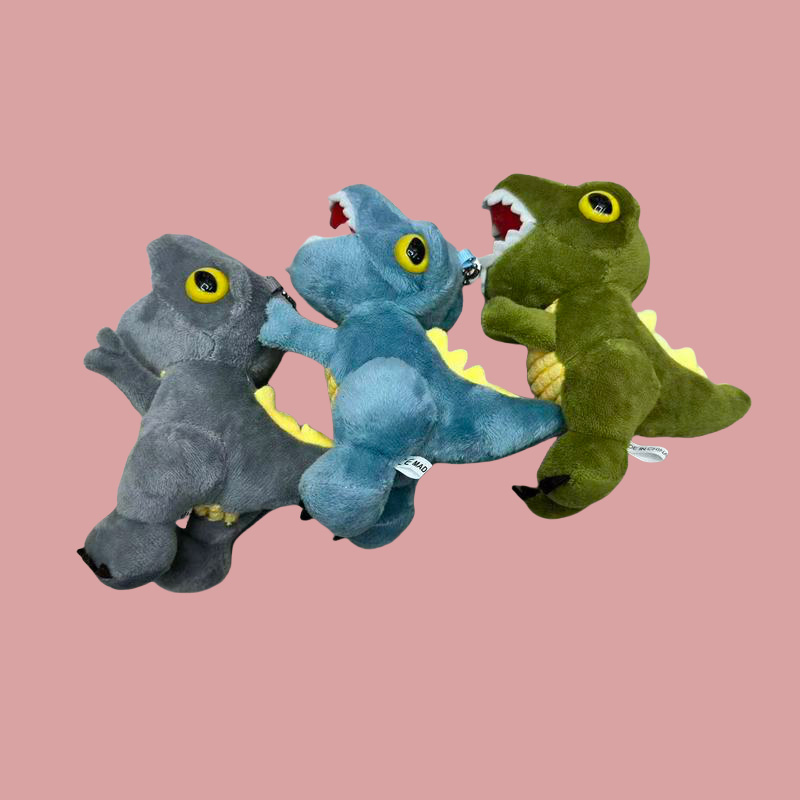Three-color big toothed dinosaur mascot, animal plush toys, souvenirs, dolls, cartoon accessories, pendants, plush figurines, keychains, cloth dolls, cute decorations, gifts, claw machine factory direct sales