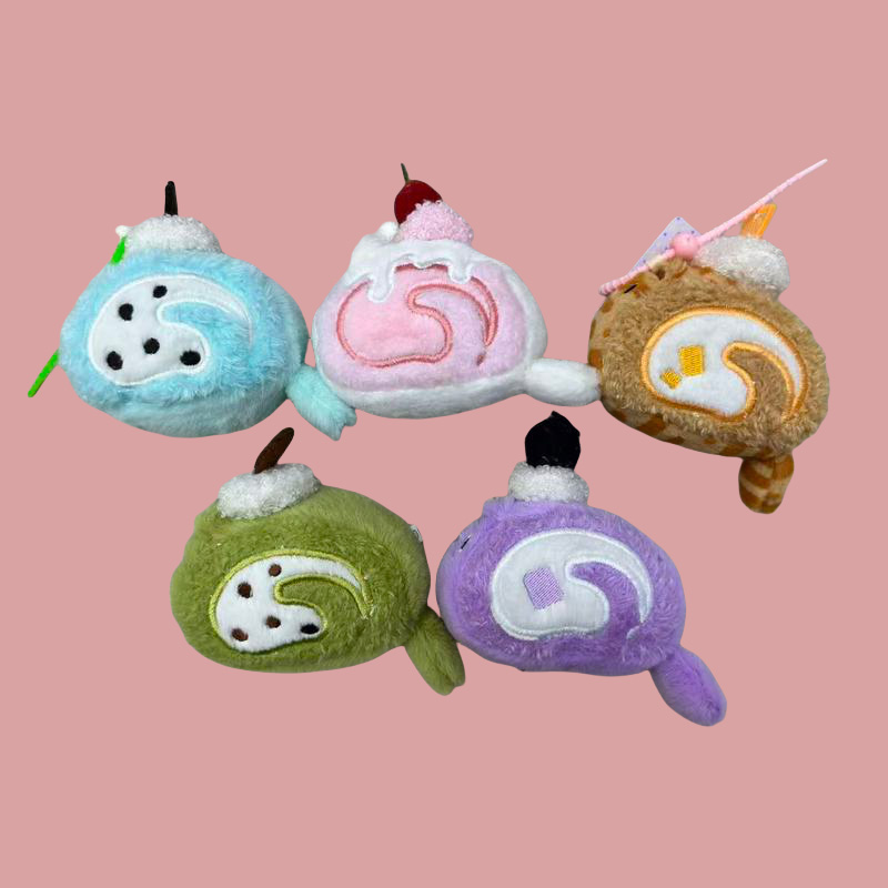 五色瑞士卷面包吉祥物动物毛绒玩具纪念品玩偶卡通周边挂件毛绒公仔挂件钥匙扣布偶挂件可爱装饰礼物夹娃娃机厂家直销