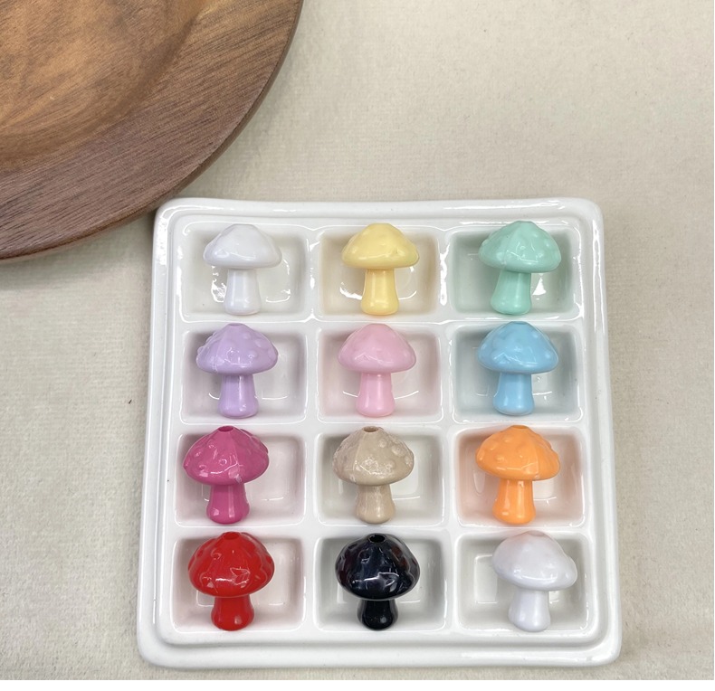亚克力实色蘑菇diy/手机链钥匙扣包包挂件装饰饰品材料散珠批发详情1