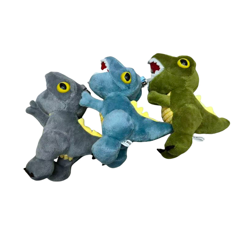 Tricolor big broken tolls dinosaurio mascota animal peluche muñeca de recuerdo colgante de perimetro de dibujos animados colgante de peluche llavero muppet colgante adorable decoración clip de regalo máquina de muñeca fábrica venta directa Item Picture